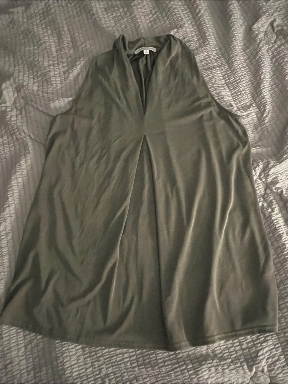 Green Envelope Los Angeles Olive Draped Sleeveless Blouse Large